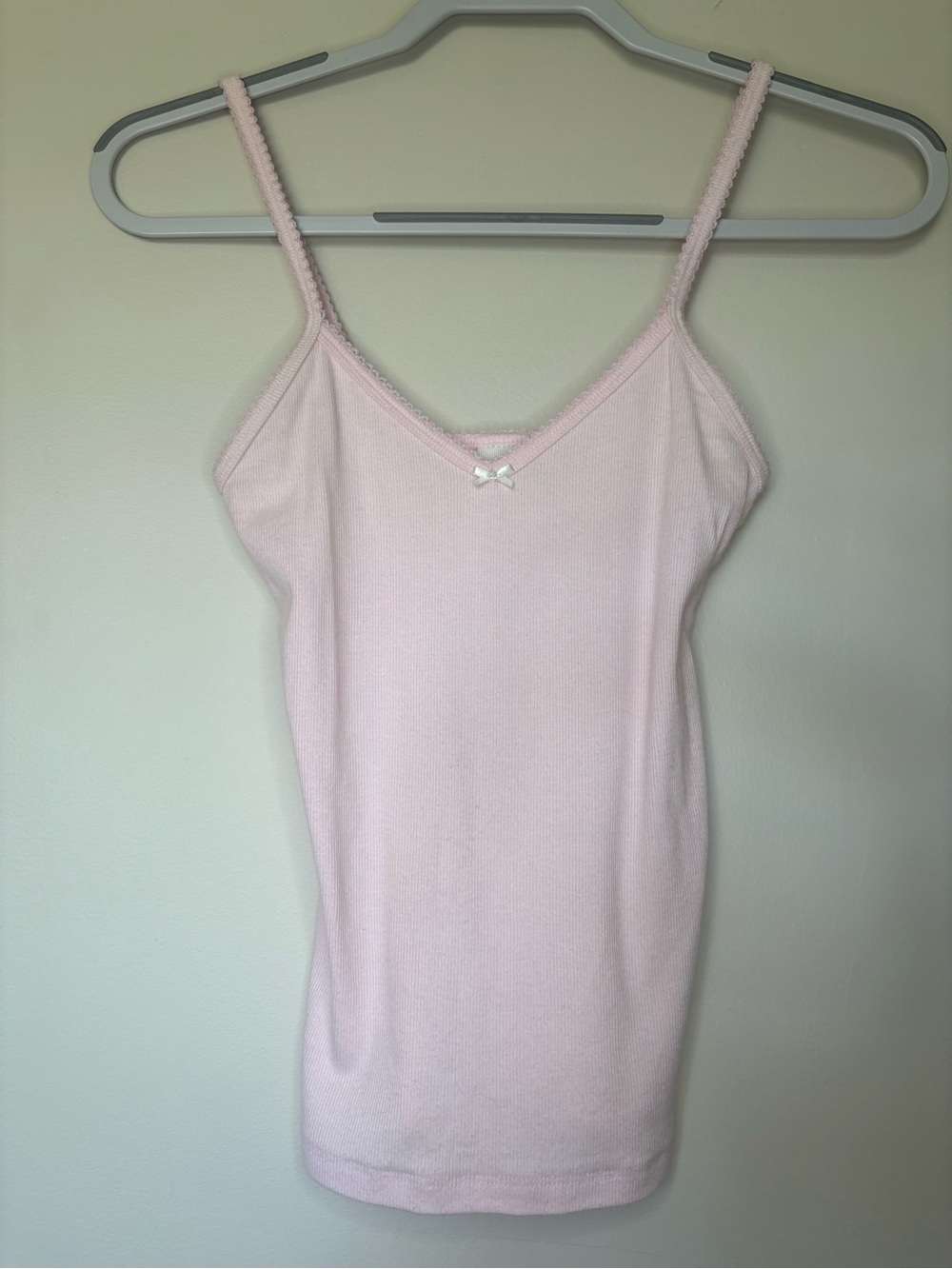 Aritzia Light Pink Ribbed Cami with Bow Detail